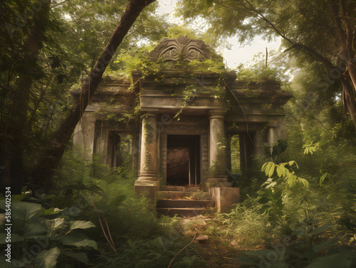 Abandoned temple, Generative AI