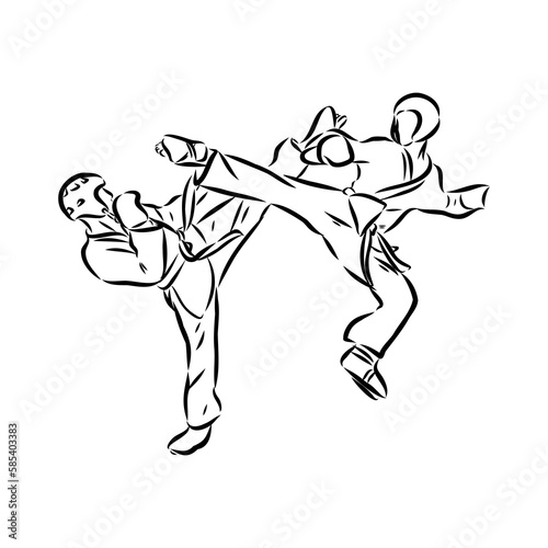 illustration of Taekwondo. Hand drawn. taekwondo vector