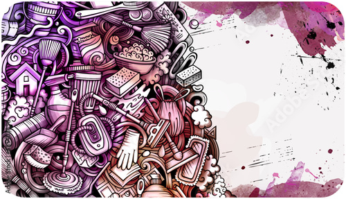 Cartoon watercolor vector Cleaning background
