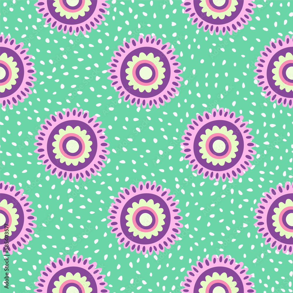 Fototapeta premium Abstract chamomile flower seamless pattern. Creative floral endless background.