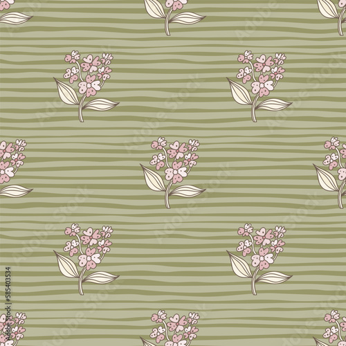 Seamless pattern with decorative flowers. Floral background. Cute plants endless backdrop.