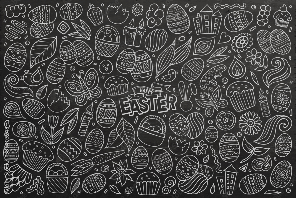 Vector set of Easter theme items, objects and symbols