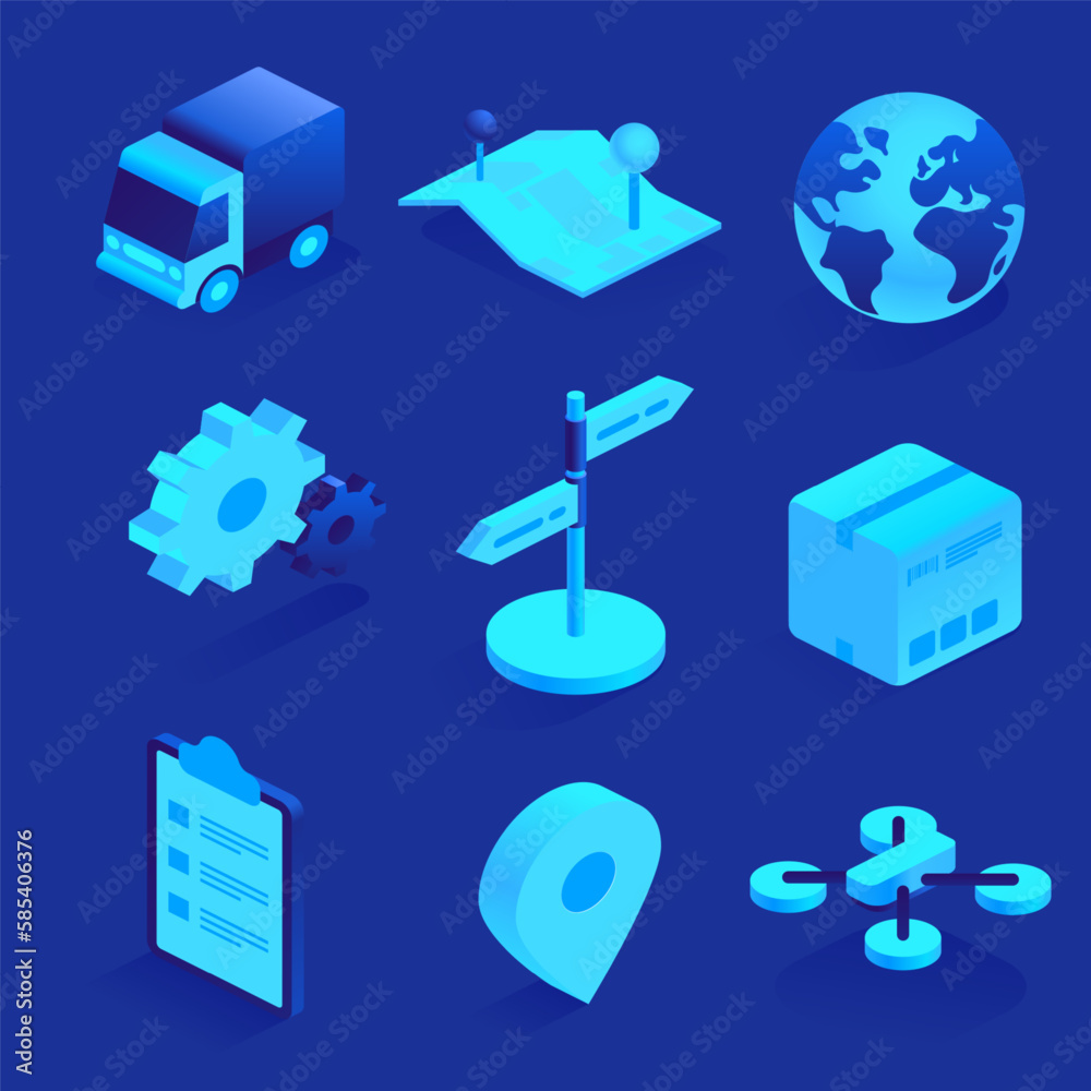Global logistic service transport cargo delivery concept Export import warehouse Realistic isometric icons vector illustrations isolated on blue background More icons in same style in my portfolio Global logistic service transport cargo delivery concept Export import warehouse Realistic isometric icons vector illustrations isolated on blue background More icons in same style in my portfolio
