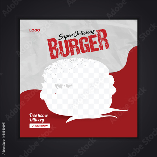Burger social media post design template 