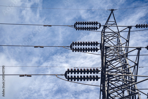 Structure pattern view of high voltage pole power transmission tower