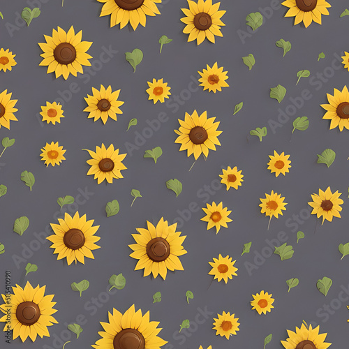 Sunflower, tiles pattern texture seamless illustration flat