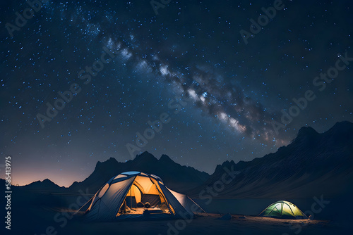 Camping under starry sky, Genertive AI
