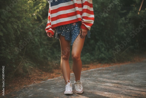 Fashion in American US flag pattern or texture, generative ai