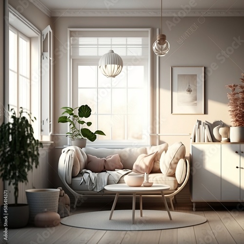 Modern living room. Generative AI.