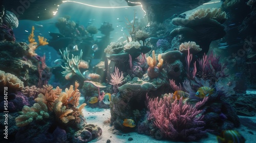 beautiful colorful underwater sea life background  generative AI