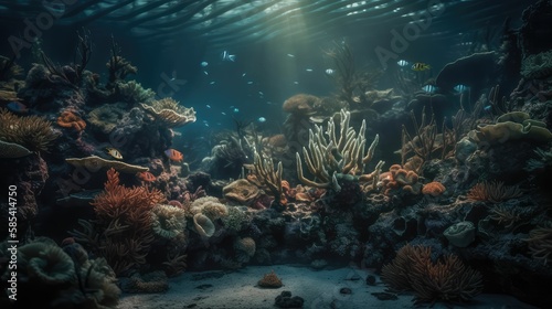 beautiful colorful underwater sea life background, generative AI