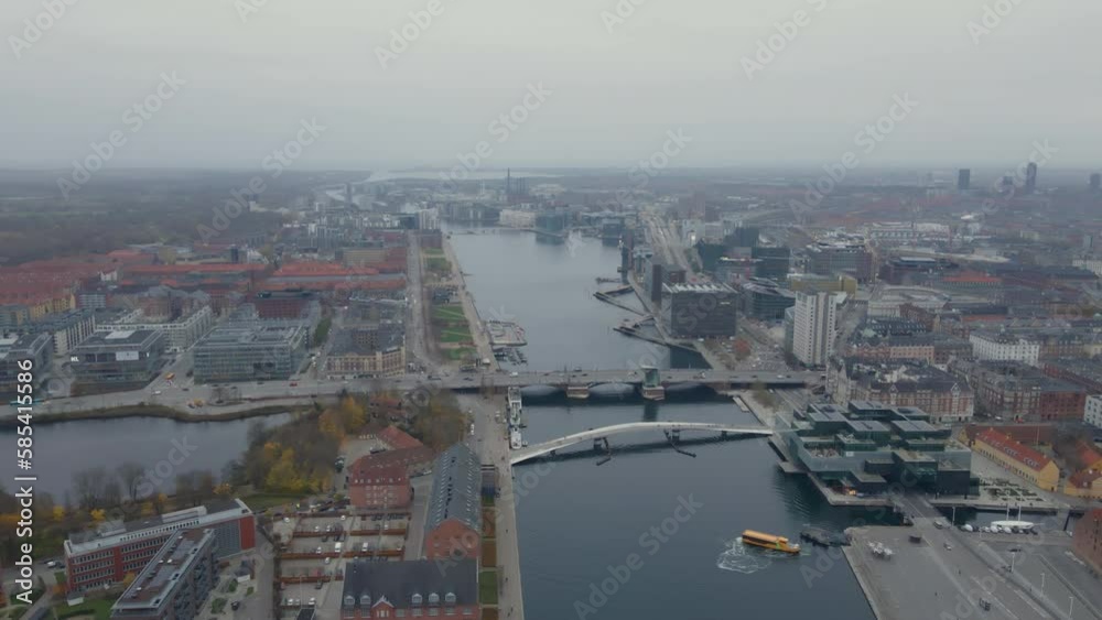 High aerial of the city center and Christianshavn in Copenhagen High aerial of the city center and Christianshavn in Copenhagen