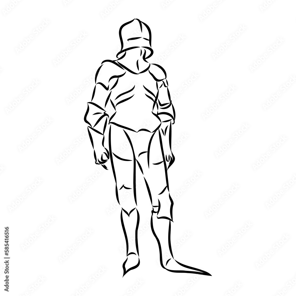Knight armour engraving vector illustration. Scratch board style imitation. Black and white hand drawn image. Knight armour engraving vector illustration. Scratch board style imitation. Black and white hand drawn image.