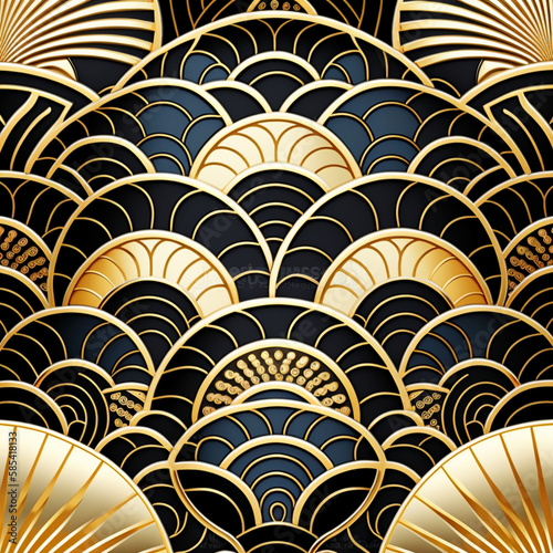 japanese golden storm elements ornament patternt seamless  