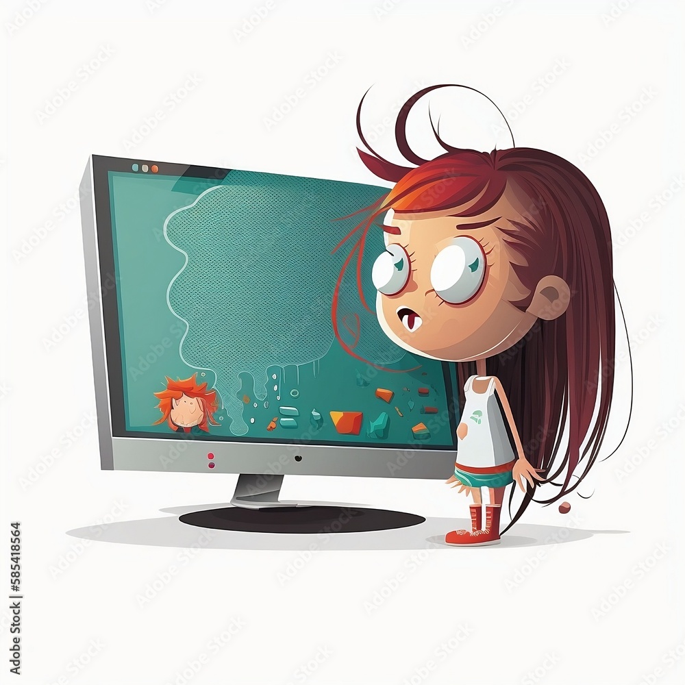 Child with the computer. Generative AI. Child with the computer. Generative AI.