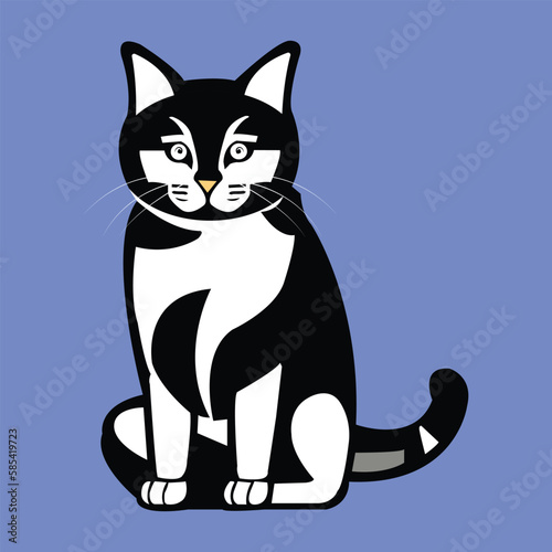 A Beautiful and eye catching Cute Cat Drawing in black and white