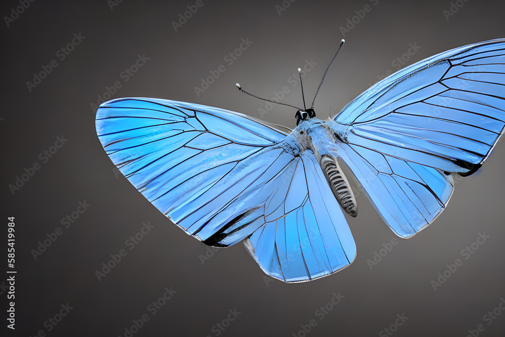 very beautiful blue, yellow, orange, butterflies with color transitions