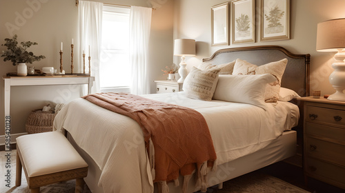 Image of a cozy bedroom, with warm and inviting decor