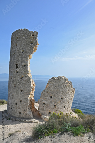 The so called Torre del Poetto (Tower of the Poetto) on the Devils saddle, in Cagliari, Sardinia