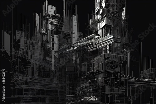 Abstract architecture in black and white  Generative AI