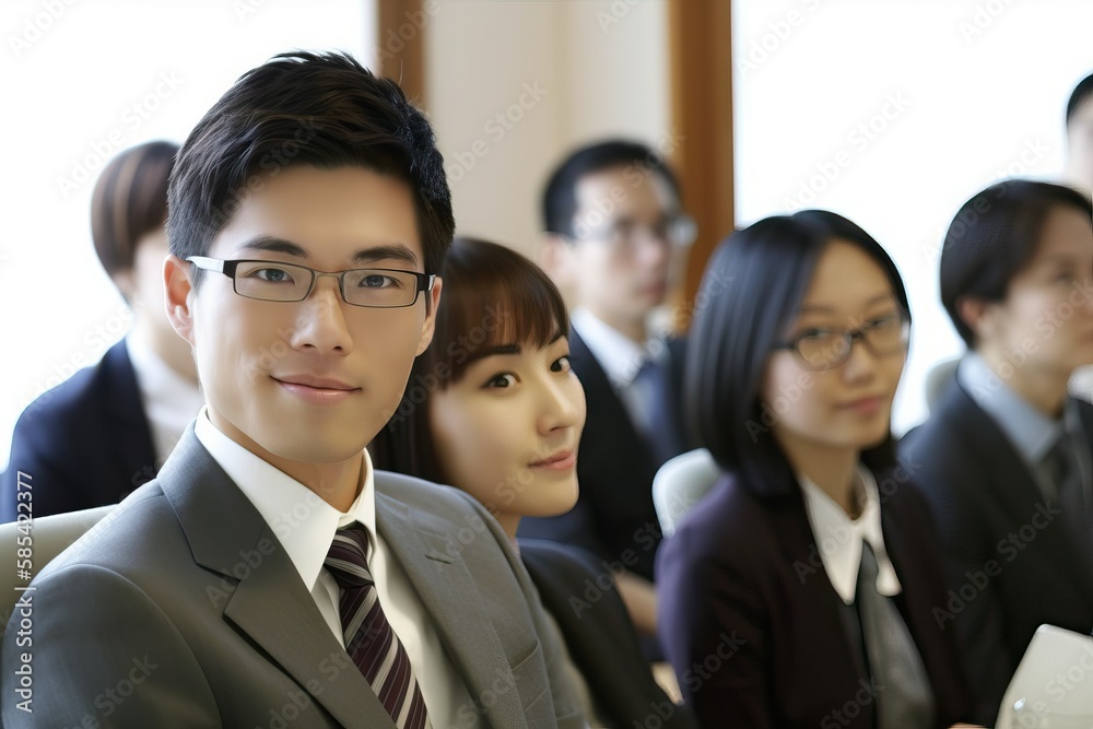 Japanese Business Team in Modern Conference Room Japanese Business Team in Modern Conference Room