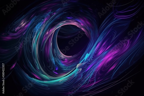 Abstract blue and purple dynamic background. Futuristic vivd neon swirl lines. Light effect. , Generative AI