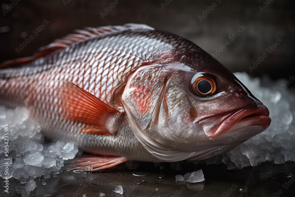 tasty freshly caught fish on ice, created with generative ai tasty freshly caught fish on ice, created with generative ai