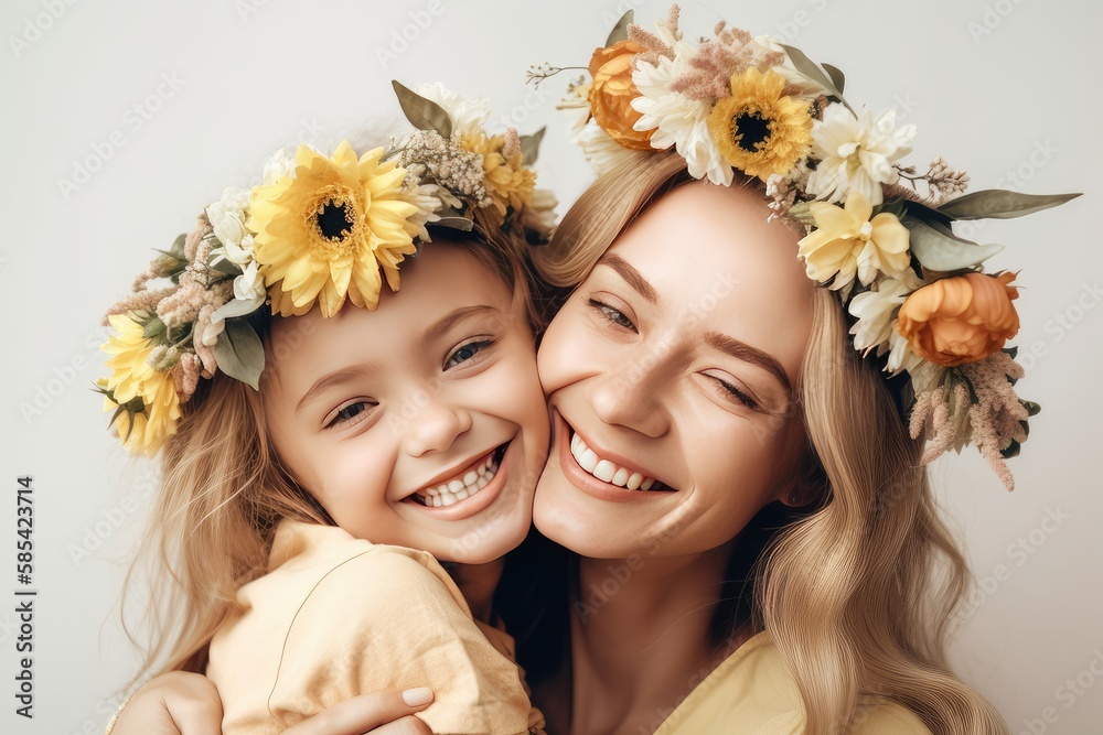 mother and child with flowers mother and child with flowers