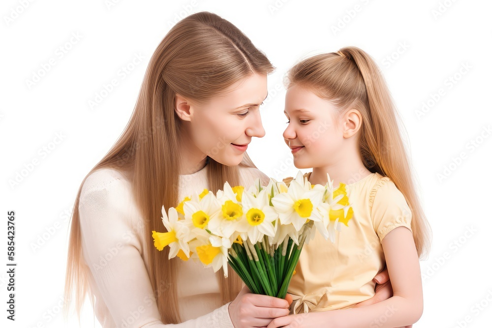 mother and child with flowers