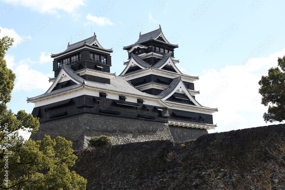 Famous Landscape of Kumamoto Castle in Northern Kyushu, Japan.