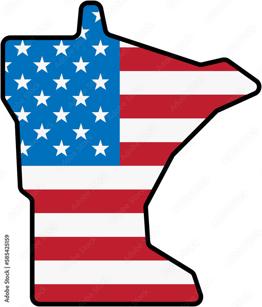 outline drawing of minnesota state map on usa flag. outline drawing of minnesota state map on usa flag.