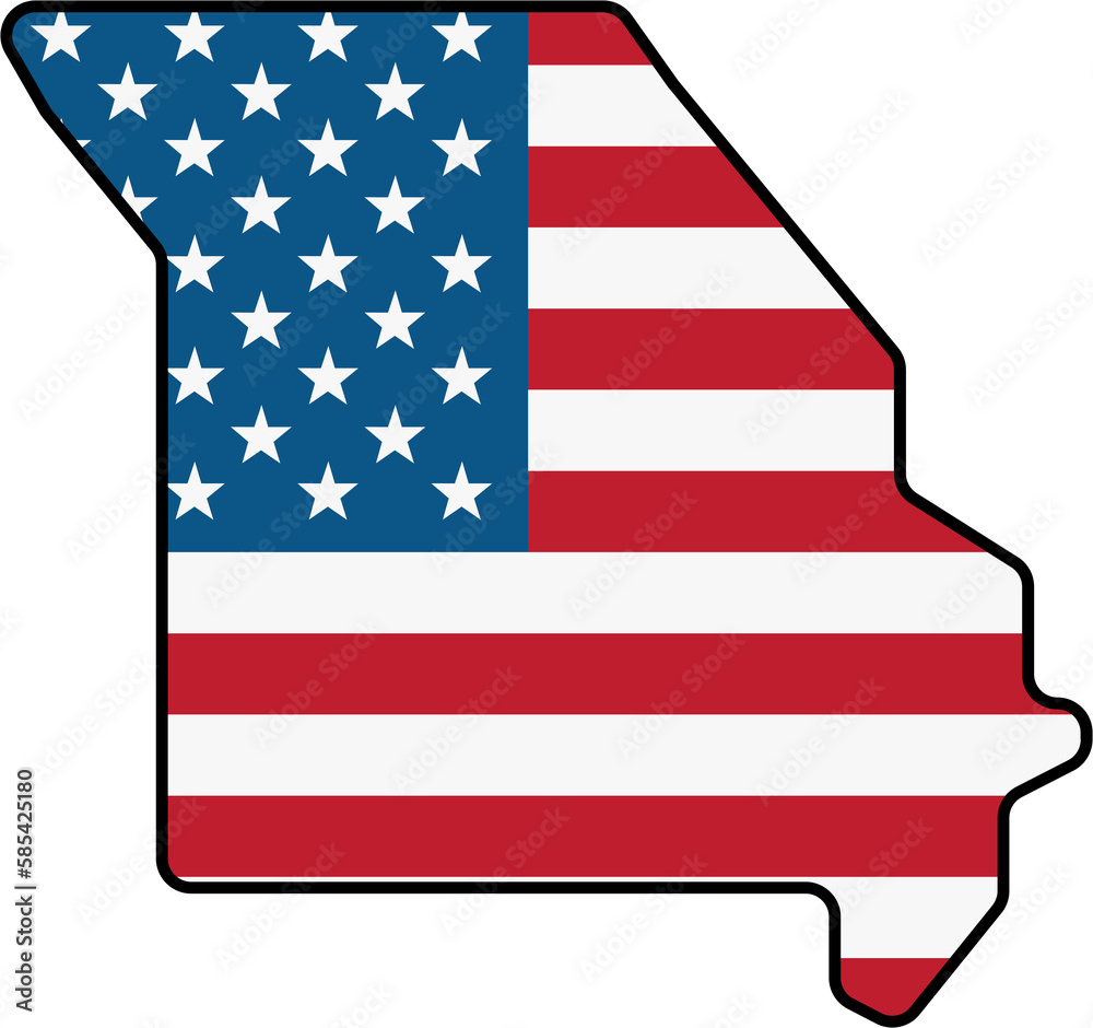 outline drawing of missouri state map on usa flag. outline drawing of missouri state map on usa flag.