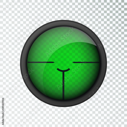 Realistic sniper sight thermal imager. Sniper scope with measurement thermal imager marks template. Sniper scope crosshairs view. Realistic vector optical sight.