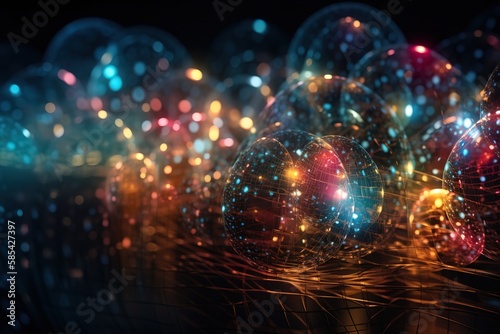 Close - up Of Illuminated Lights, Generative AI © abstract Art