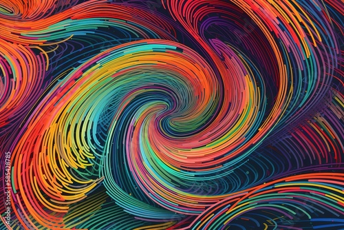 Colorful spiral lines background pattern, Generative AI