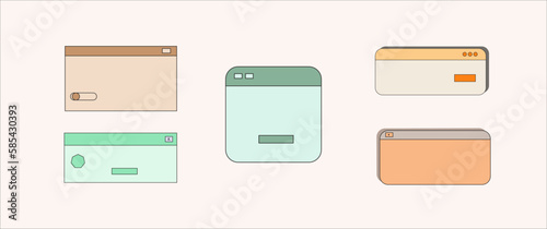 Set of UI Elements  Old user Interface  Big set of Retro vaporwave Desktop Browser and Dialog window Templates