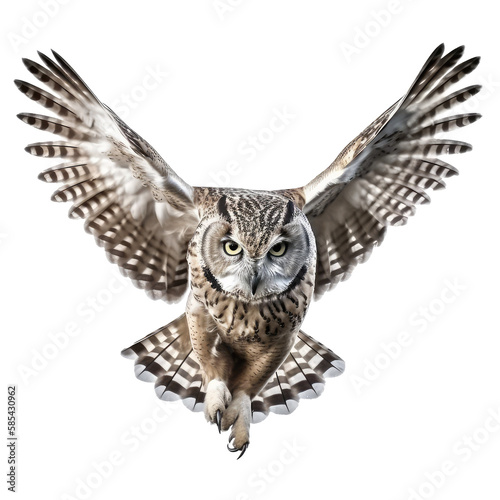 owl flying isolated on white photo