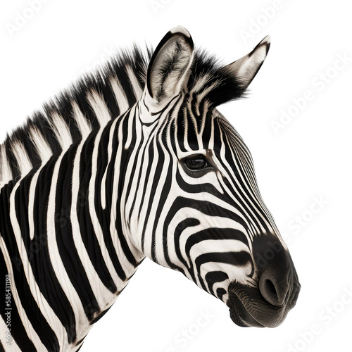 head zebra isolated on white