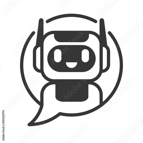 Chatbot icon and logo on isolated white background. Artificial intelligence for help service. Chat by ai. Line Vector.