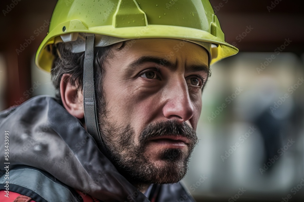 Portrait of a male factory worker in yellow helmet Portrait of a male factory worker in yellow helmet