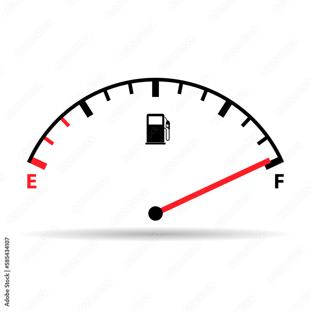 Fuel car indicator icon shadow, gauge petrol automobile meter symbol, control sign vector illustration Fuel car indicator icon shadow, gauge petrol automobile meter symbol, control sign vector illustration