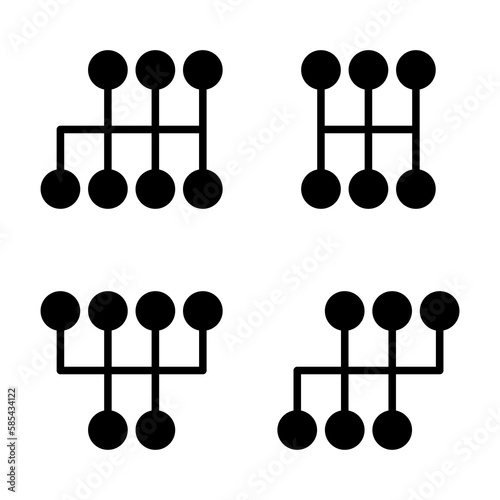Set of Handle car manual shift lever icon, vehicle gear technology vector illustration equipment
