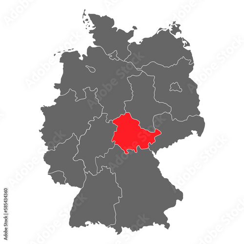 Germany map icon of Thuringia, geography blank concept, isolated graphic background vector illustration