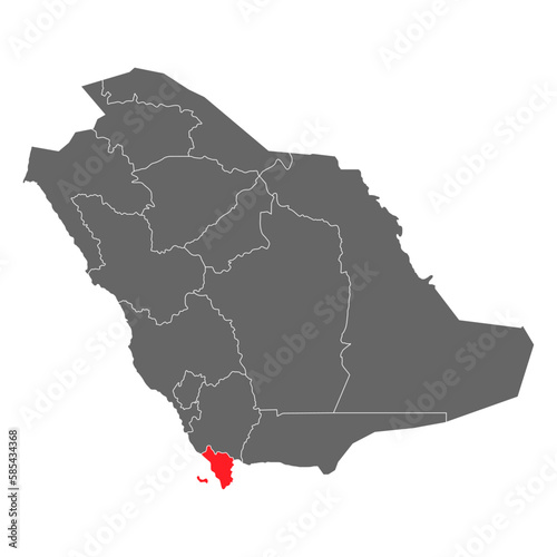 Saudi arabia, Jazan region high detailed map, geography graphic country, border vector illustration photo