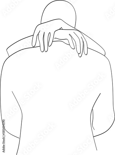 Line art of a kissing couple. Line drawing of a man and a woman in love. Valentine's Day minimalistic modern card illustration. Wedding logo. Romantic postcard. Love concept. Fall in love.