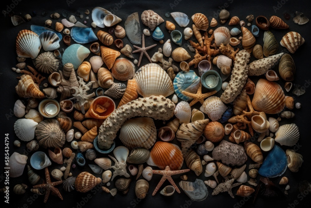 Knolling Seashell Collection - Generative AI