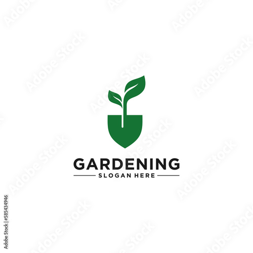 gardening logo template vector in white background