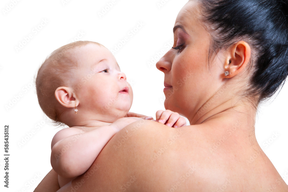 happy mother with baby on a light background happy mother with baby on a light background