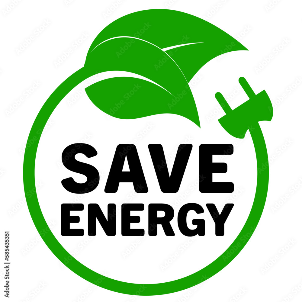 Save energy logo, icon symbol, eco plug vector illustration for a