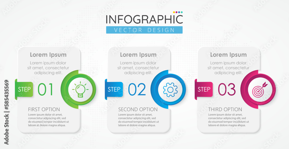 Timeline infographic design template with icons and 3 options or steps. Abstract elements of graph, diagram, parts or processes. Vector template for presentation. Timeline infographic design template with icons and 3 options or steps. Abstract elements of graph, diagram, parts or processes. Vector template for presentation.